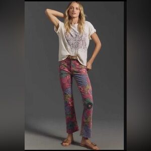 NWT Anthropologie x MOTHER The Insider Floral Print Flood Jeans size 34
